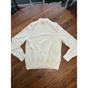 Prive Cashmere Mock Neck Sweater Womens Large Cream Off White 100% Cashmere Knit